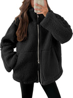 Płaszcz Damski Oversize | Zapięcie na zamek, wydłużony krój - Arkadya Outlet - Coats