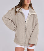 Płaszcz Damski Oversize | Zapięcie na zamek, wydłużony krój - Arkadya Outlet - Coats