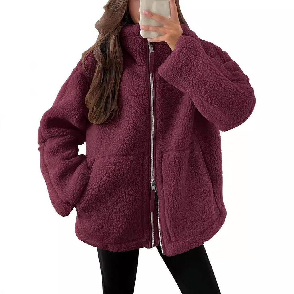Płaszcz Damski Oversize | Zapięcie na zamek, wydłużony krój - Arkadya Outlet - Coats