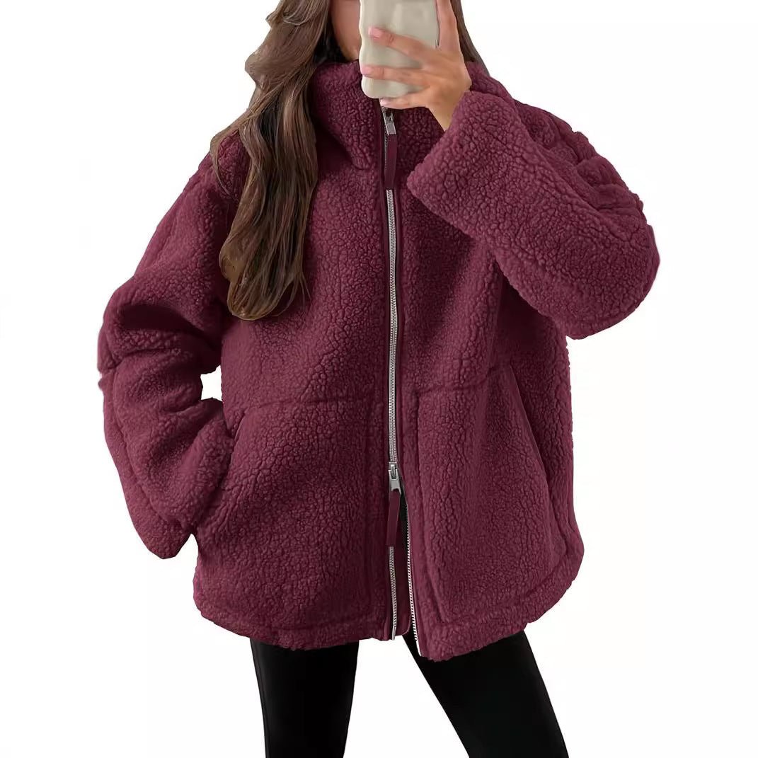 Płaszcz Damski Oversize | Zapięcie na zamek, wydłużony krój - Arkadya Outlet - Coats