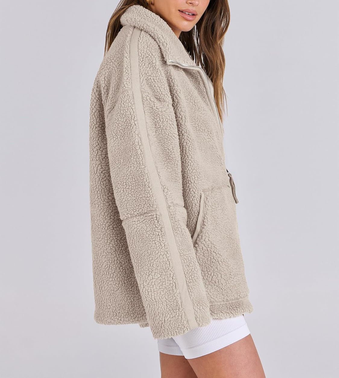 Płaszcz Damski Oversize | Zapięcie na zamek, wydłużony krój - Arkadya Outlet - Coats