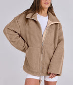 Płaszcz Damski Oversize | Zapięcie na zamek, wydłużony krój - Arkadya Outlet - Coats