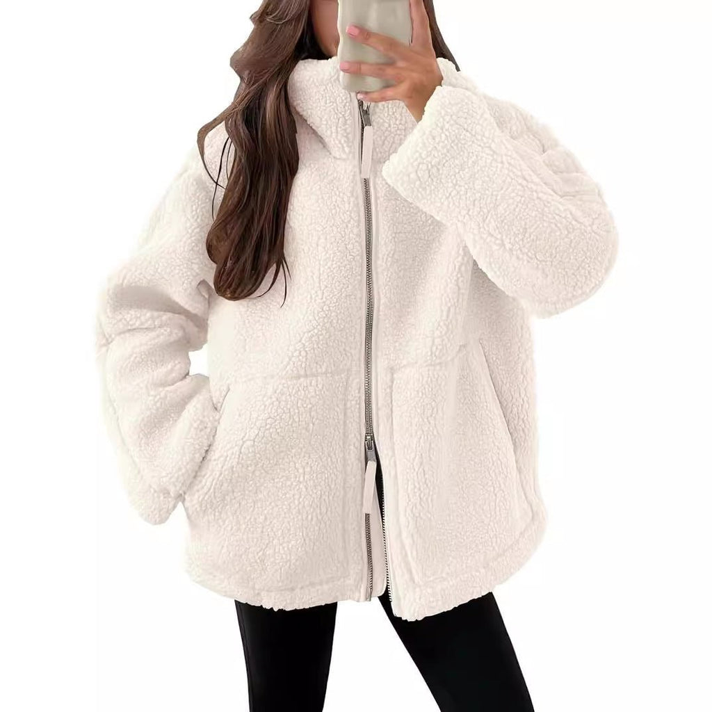 Płaszcz Damski Oversize | Zapięcie na zamek, wydłużony krój - Arkadya Outlet - Coats