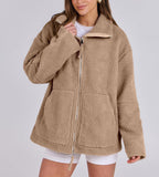 Płaszcz Damski Oversize | Zapięcie na zamek, wydłużony krój - Arkadya Outlet - Coats