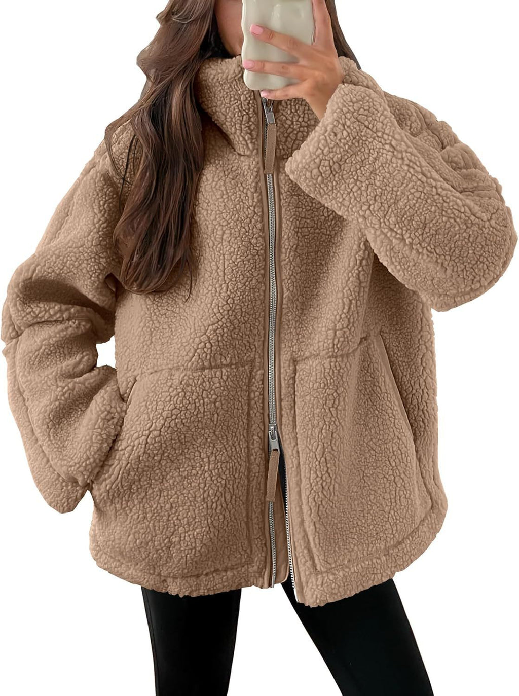 Płaszcz Damski Oversize | Zapięcie na zamek, wydłużony krój - Arkadya Outlet - Coats