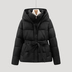 Płaszcz Damski | Pikowany krój z paskiem i kapturem - Arkadya Outlet - Coats