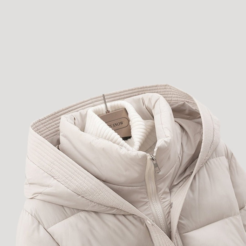 Płaszcz Damski | Pikowany krój z paskiem i kapturem - Arkadya Outlet - Coats