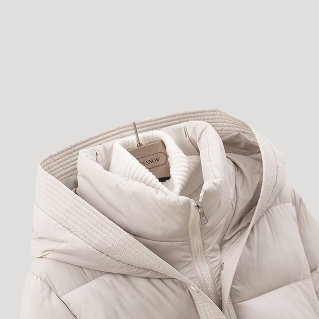 Płaszcz Damski | Pikowany krój z paskiem i kapturem - Arkadya Outlet - Coats