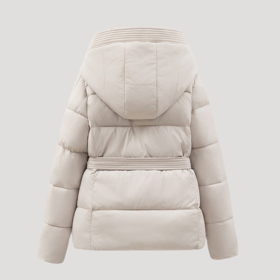 Płaszcz Damski | Pikowany krój z paskiem i kapturem - Arkadya Outlet - Coats