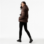 Płaszcz Damski | Pikowany krój z paskiem i kapturem - Arkadya Outlet - Coats
