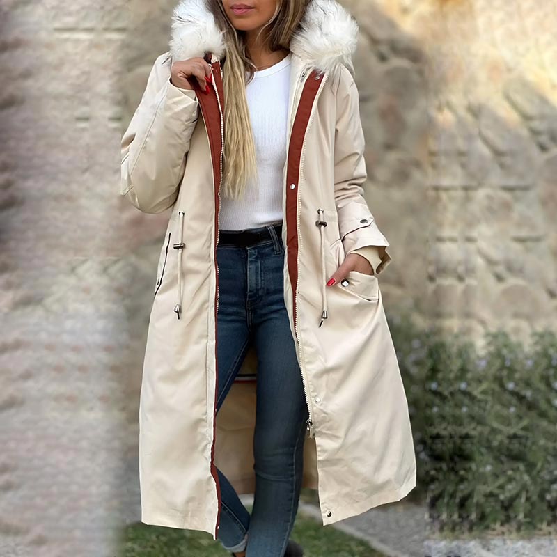 Płaszcz Damski | Pikowany z odpinana lamówką i paskiem w talii - Arkadya Outlet - Coats