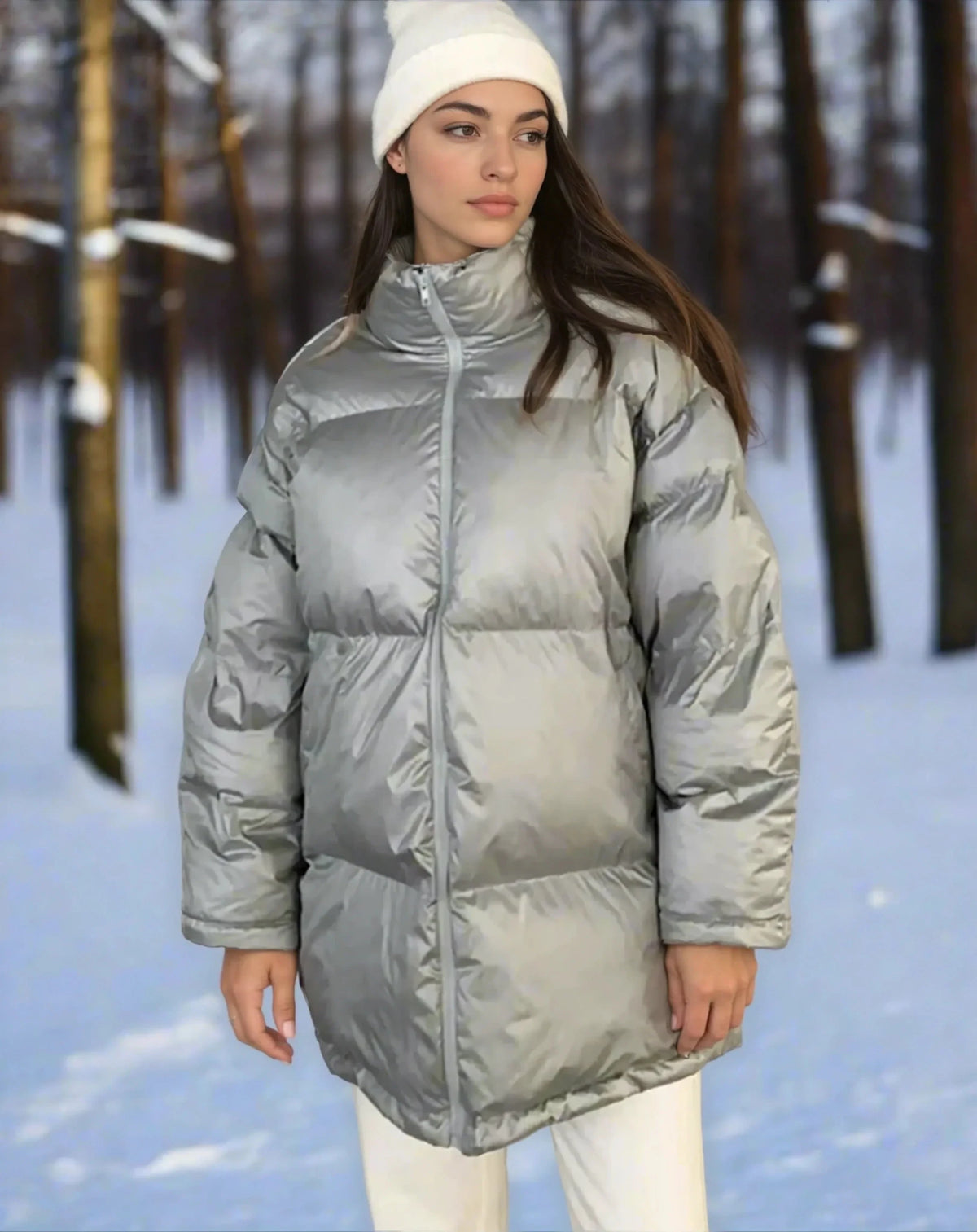 Płaszcz Damski | Pikowany z Wysokim Kołnierzem i Luźnym Krojem - Arkadya Outlet - Coats