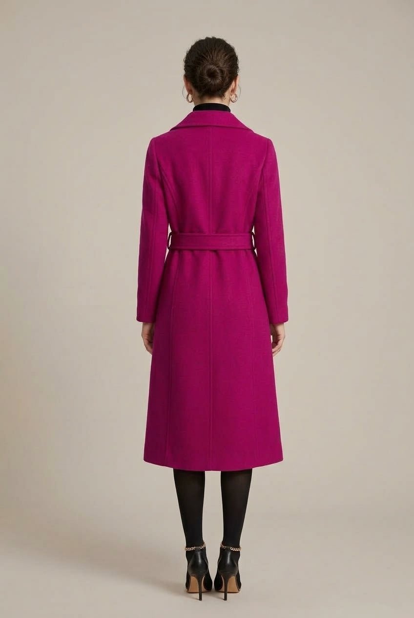 Płaszcz Damski | Wiązany fason A-line z klapą i paskiem - Arkadya Outlet - Coats