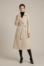 Płaszcz Damski | Wiązany fason A-line z klapą i paskiem - Arkadya Outlet - Coats