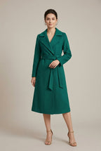 Płaszcz Damski | Wiązany fason A-line z klapą i paskiem - Arkadya Outlet - Coats