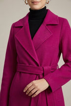 Płaszcz Damski | Wiązany fason A-line z klapą i paskiem - Arkadya Outlet - Coats