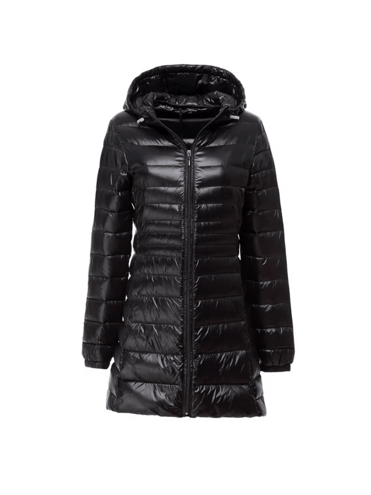 Płaszcz Damski z Kapturem | Pikowana Tkanina i Długi Krój - Arkadya Outlet - Coats