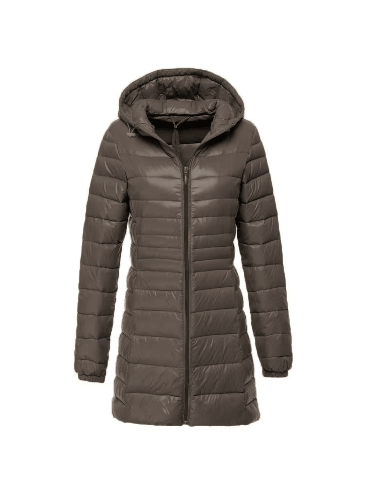 Płaszcz Damski z Kapturem | Pikowana Tkanina i Długi Krój - Arkadya Outlet - Coats