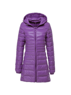 Płaszcz Damski z Kapturem | Pikowana Tkanina i Długi Krój - Arkadya Outlet - Coats