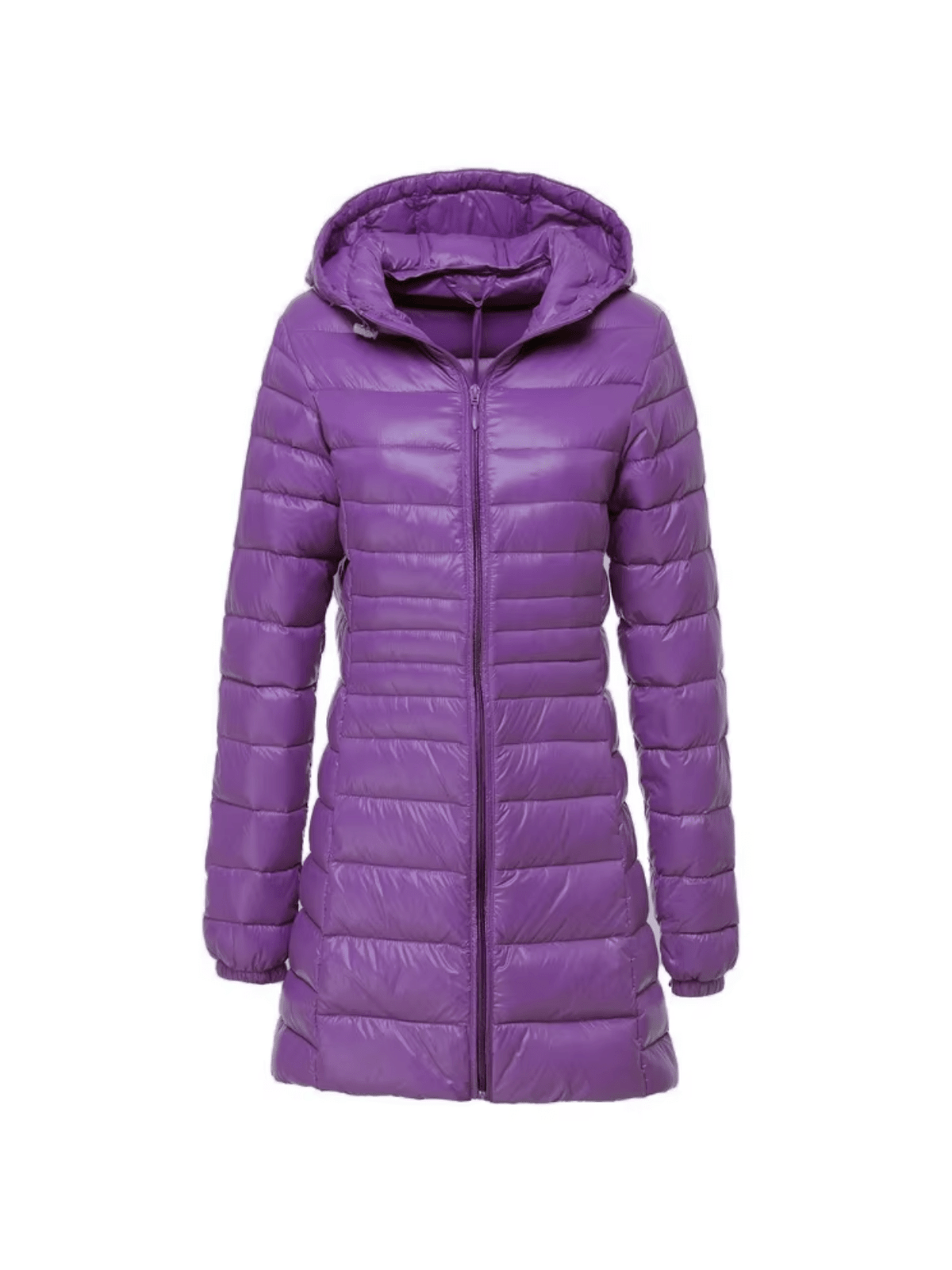 Płaszcz Damski z Kapturem | Pikowana Tkanina i Długi Krój - Arkadya Outlet - Coats