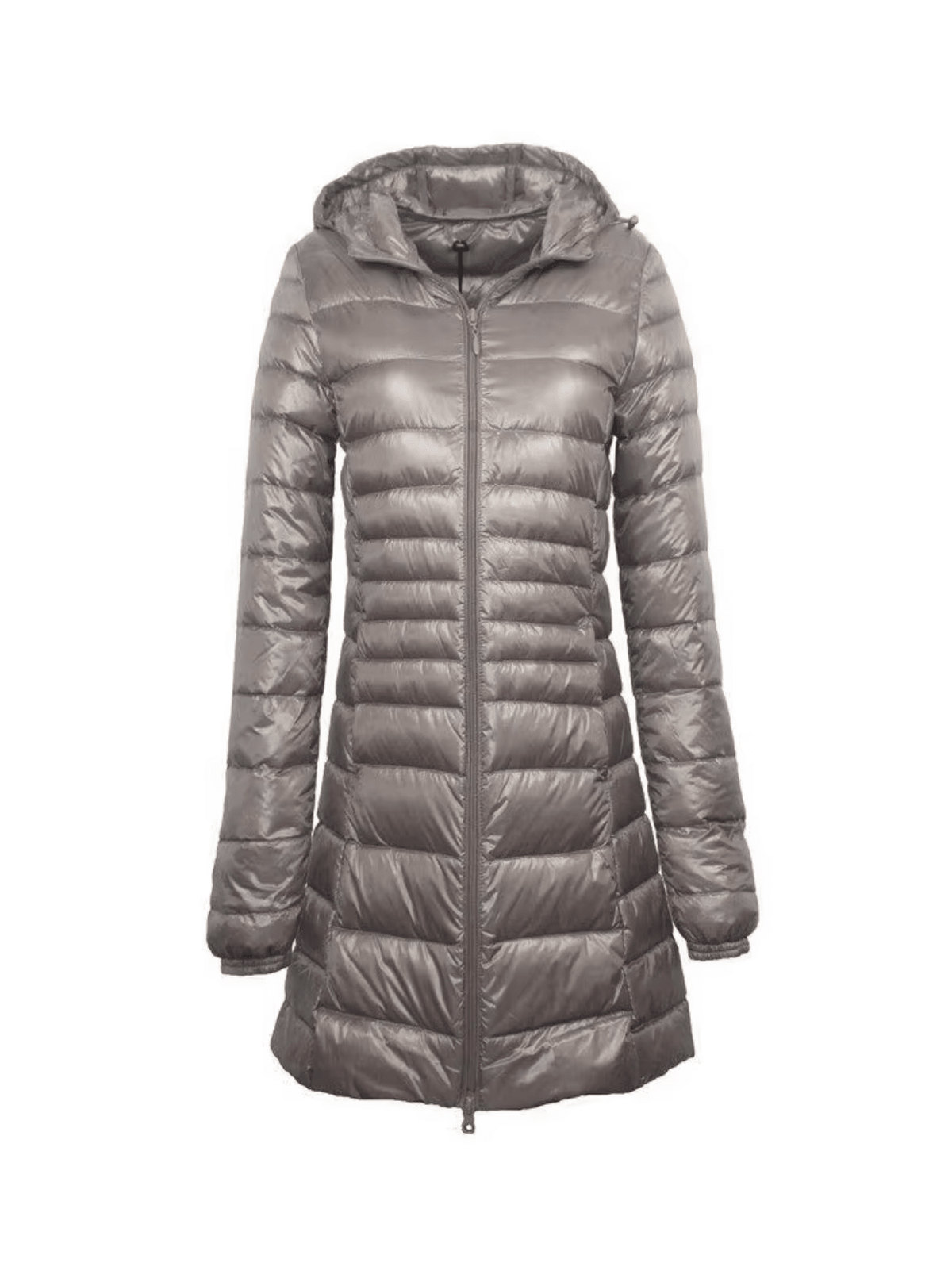 Płaszcz Damski z Kapturem | Pikowana Tkanina i Długi Krój - Arkadya Outlet - Coats