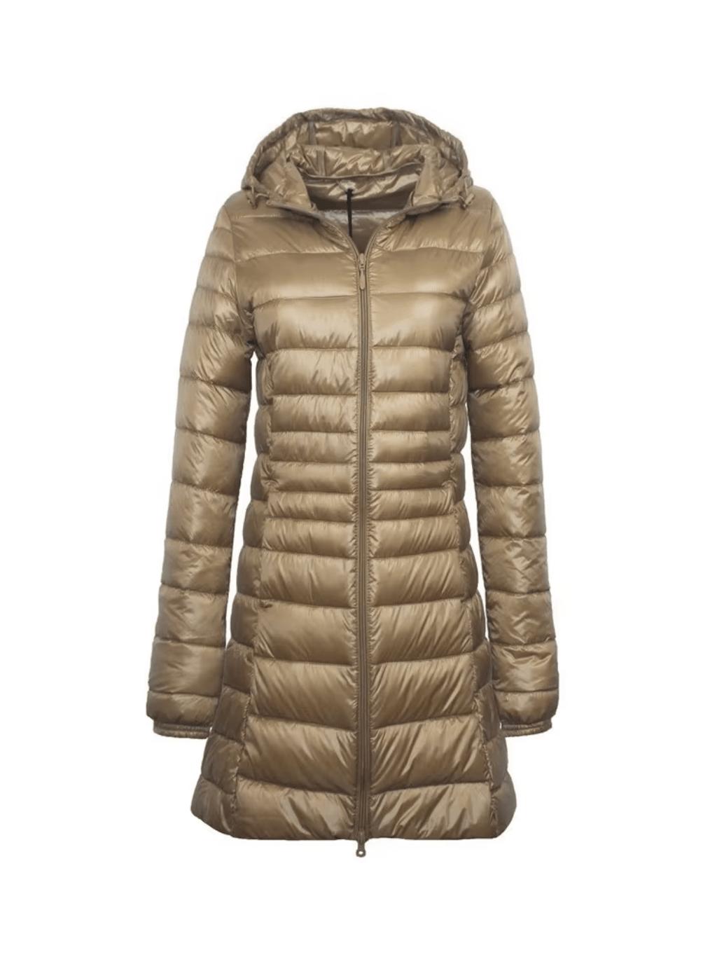 Płaszcz Damski z Kapturem | Pikowana Tkanina i Długi Krój - Arkadya Outlet - Coats