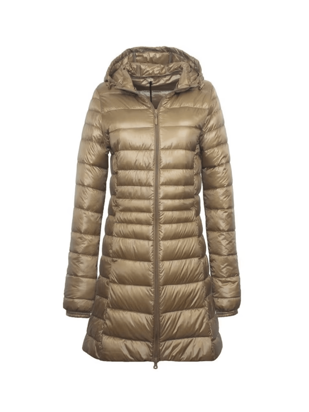 Płaszcz Damski z Kapturem | Pikowana Tkanina i Długi Krój - Arkadya Outlet - Coats