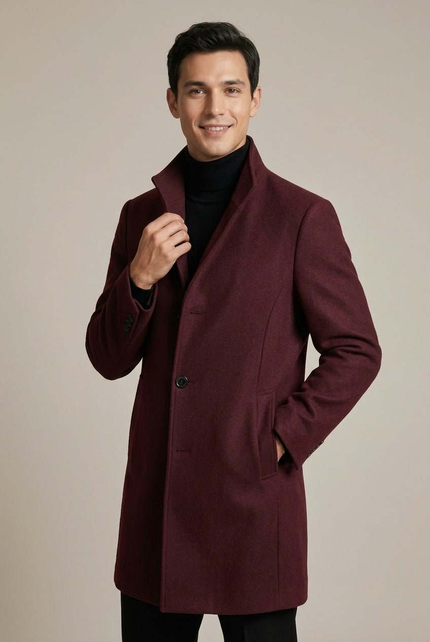 Płaszcz Męski | Dopasowany krój z dwuguzikowym zapięciem z przodu - Arkadya Outlet - Coats