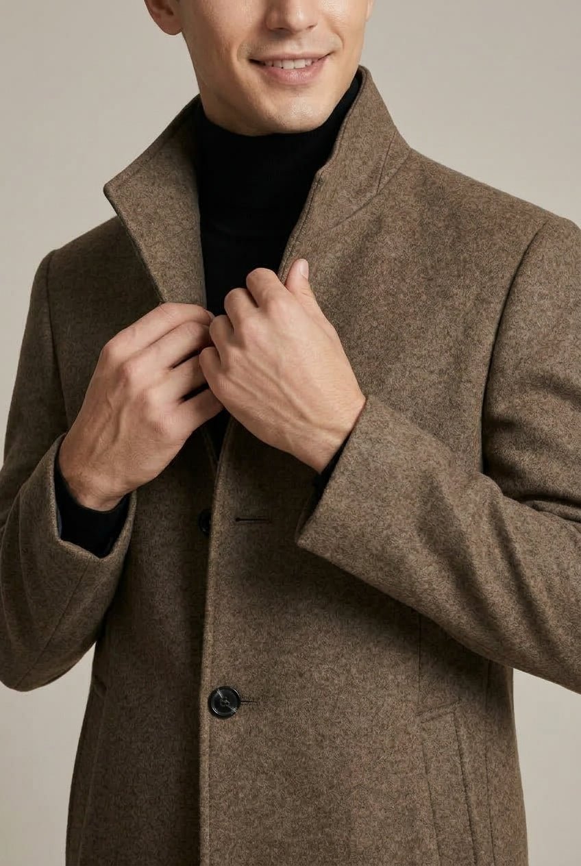 Płaszcz Męski | Dopasowany krój z dwuguzikowym zapięciem z przodu - Arkadya Outlet - Coats