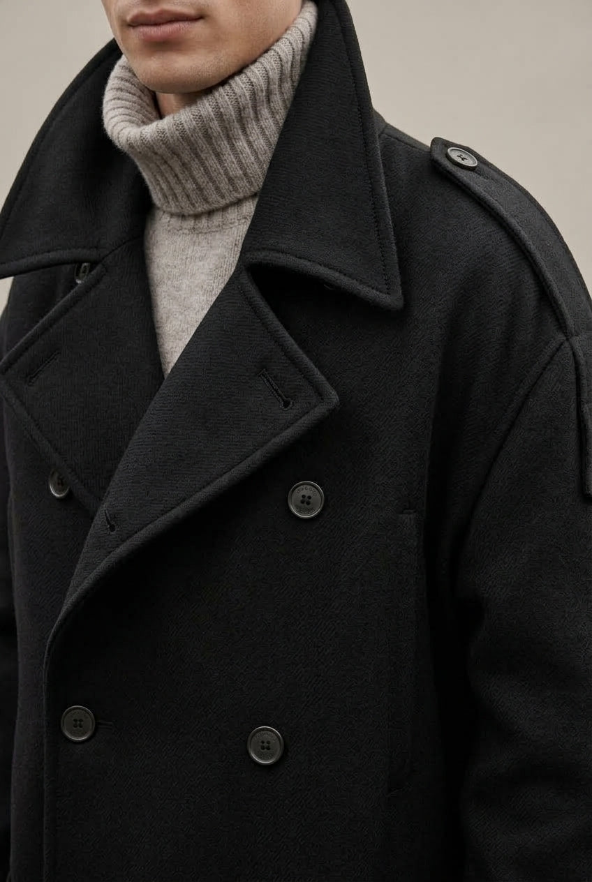 Płaszcz Męski | Dwurzędowy krój z klapami i długością do kolan - Arkadya Outlet - Coats
