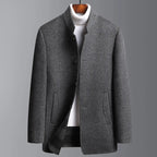 Płaszcz Męski | Regularny krój z kołnierzem stójką i guzikami - Arkadya Outlet - Coats