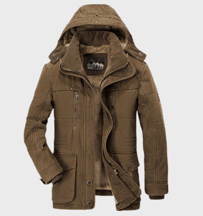 Płaszcz Męski z Kapturem | Pikowana Izolacja na Zimę i Kieszenie - Arkadya Outlet - Coats