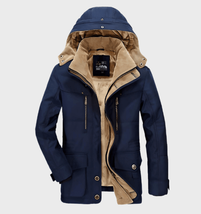 Płaszcz Męski z Kapturem | Pikowana Izolacja na Zimę i Kieszenie - Arkadya Outlet - Coats