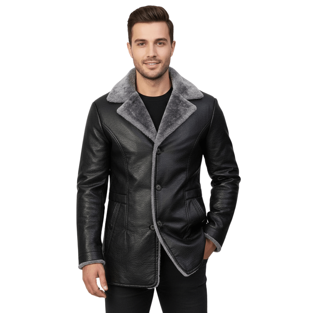Płaszcz zimowy męski długa długość prosty krój z ociepleniem - Arkadya Outlet - Men Jacket