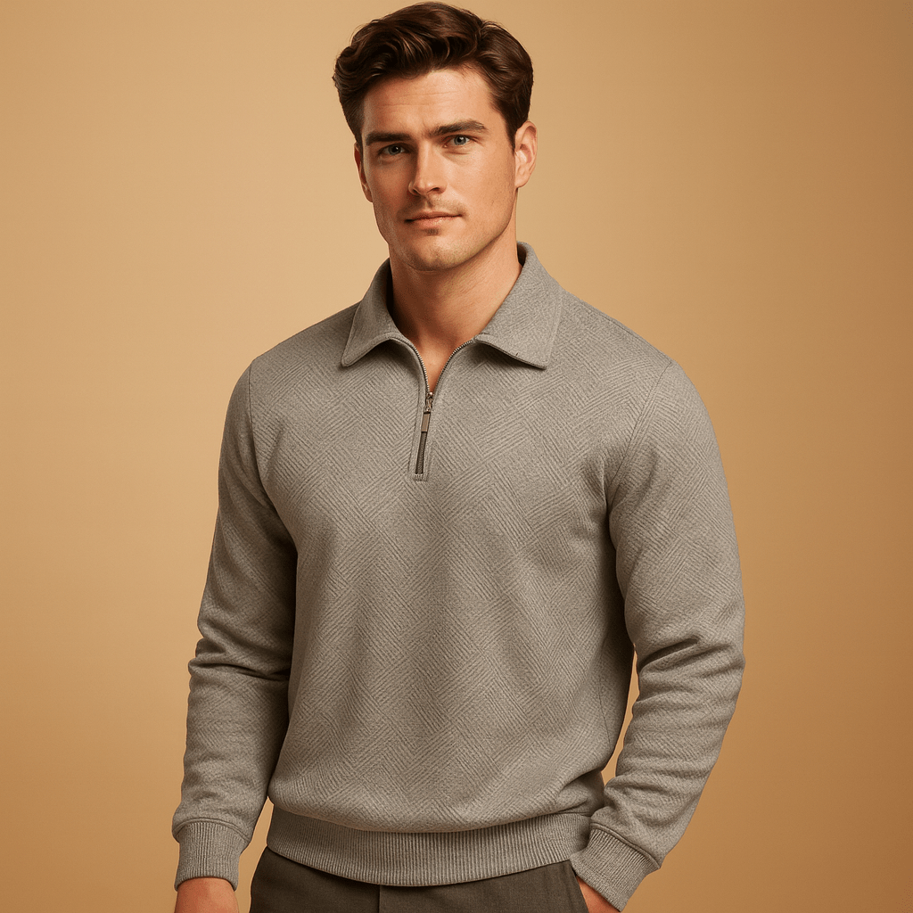 Polo Shirt Męski | Zapięcie Ćwierć Zamek i Żebrowany Kołnierz - Arkadya Outlet - Shirts