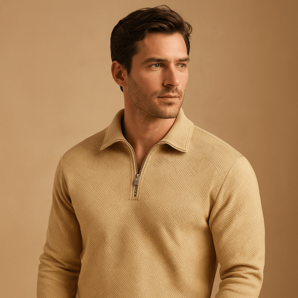 Polo Shirt Męski | Zapięcie Ćwierć Zamek i Żebrowany Kołnierz - Arkadya Outlet - Shirts