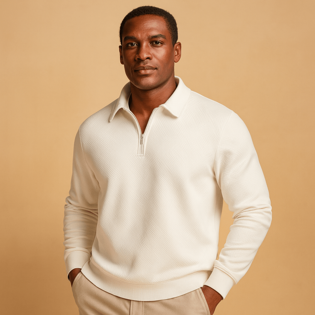 Polo Shirt Męski | Zapięcie Ćwierć Zamek i Żebrowany Kołnierz - Arkadya Outlet - Shirts