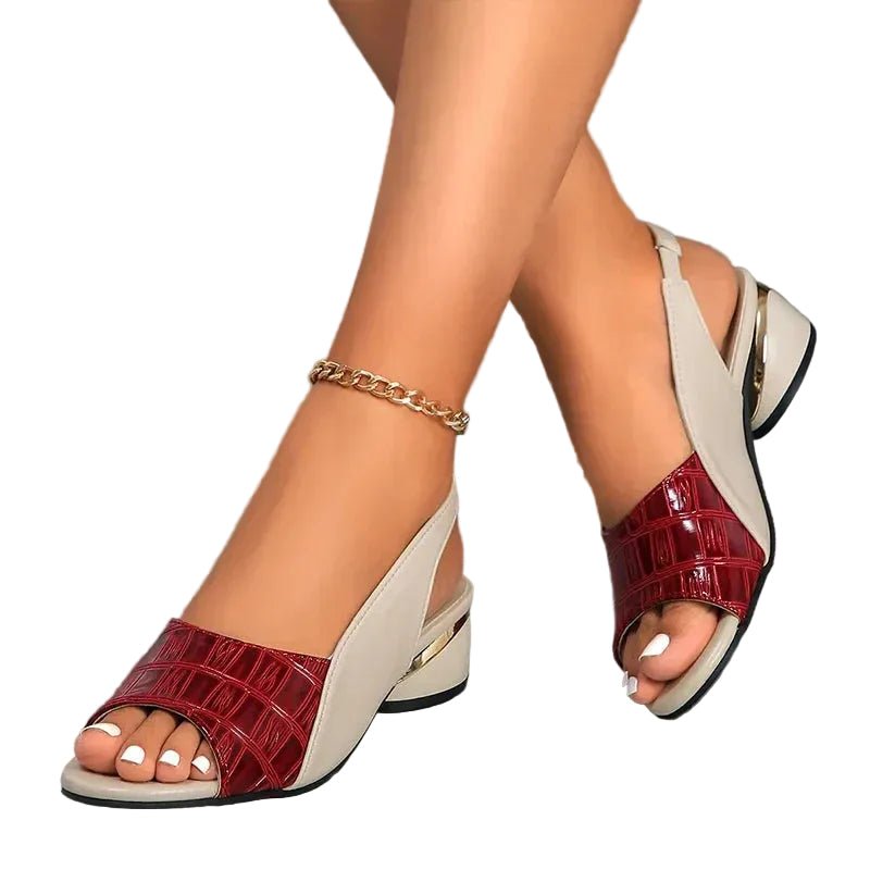Sandały damskie na słupku – pasek na pięcie, odkryty nosek - Arkadya Outlet - Women Sandals