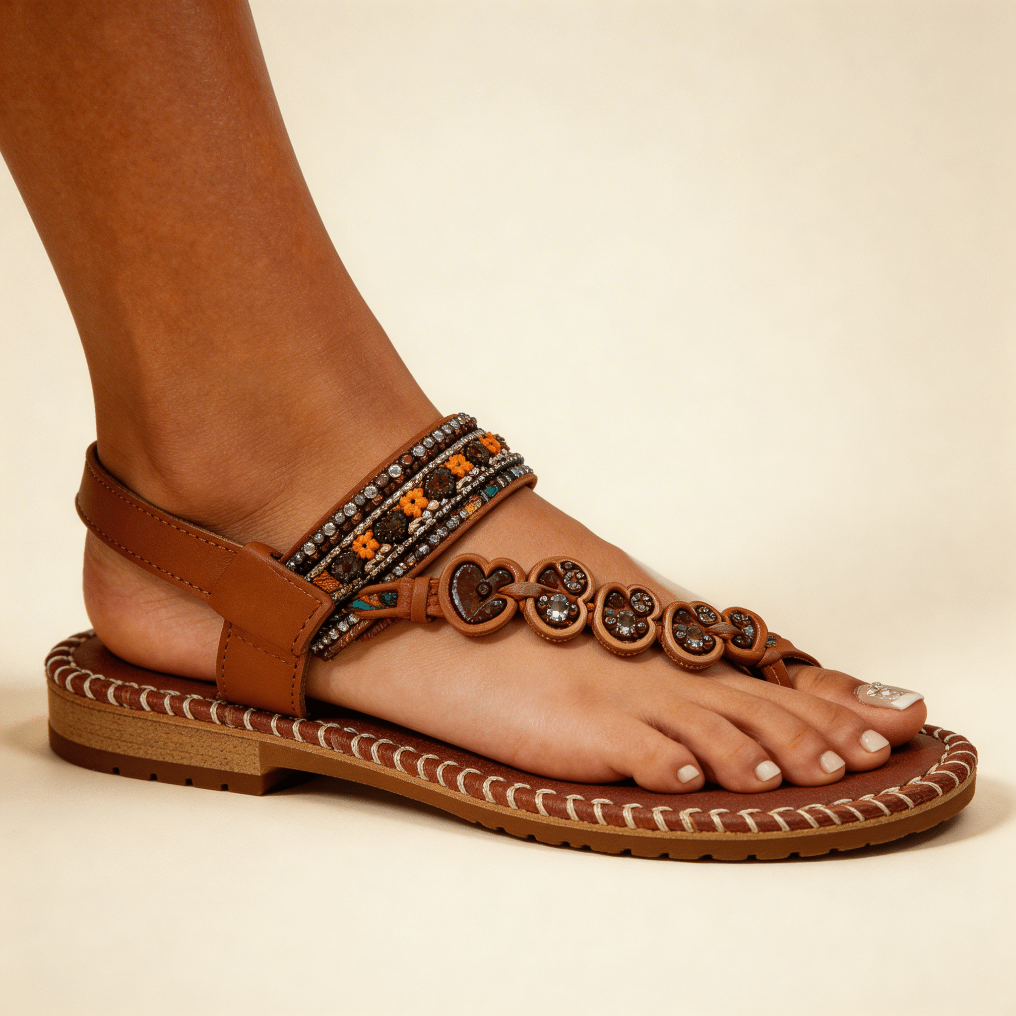 Sandały damskie wsuwane – odkryte palce, płaska podeszwa - Arkadya Outlet - Women Sandals
