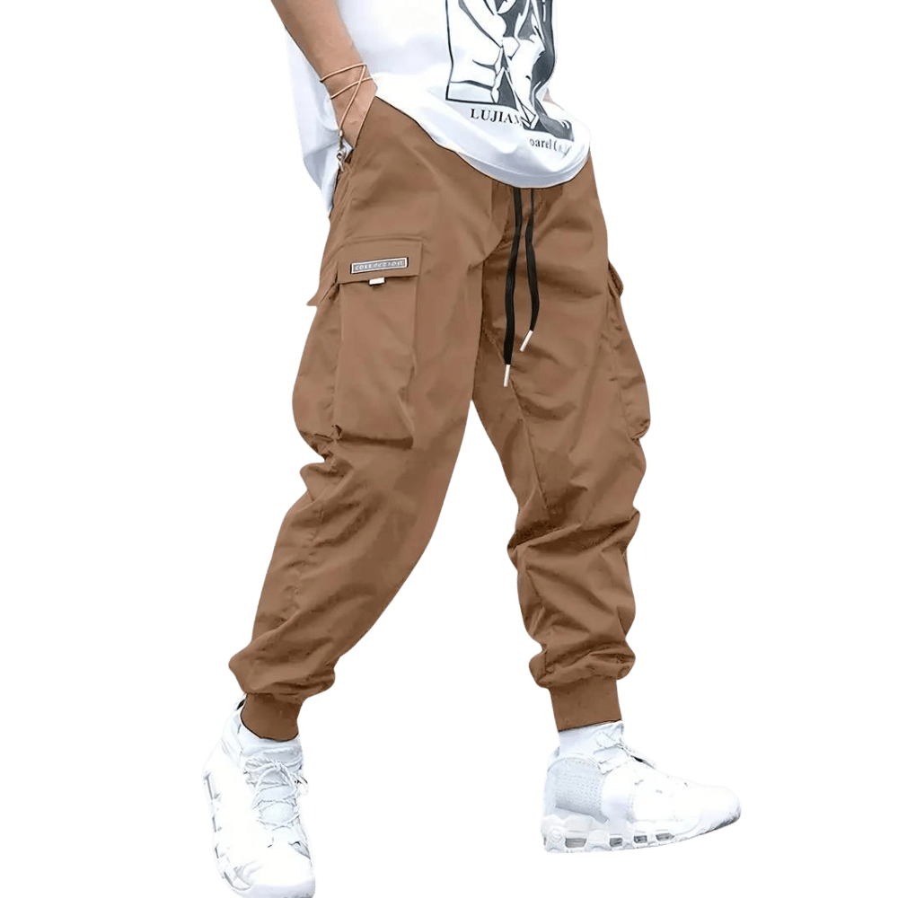 Spodnie cargo męskie dopasowana nogawka z wieloma kieszeniami - Arkadya Outlet - Men Pants