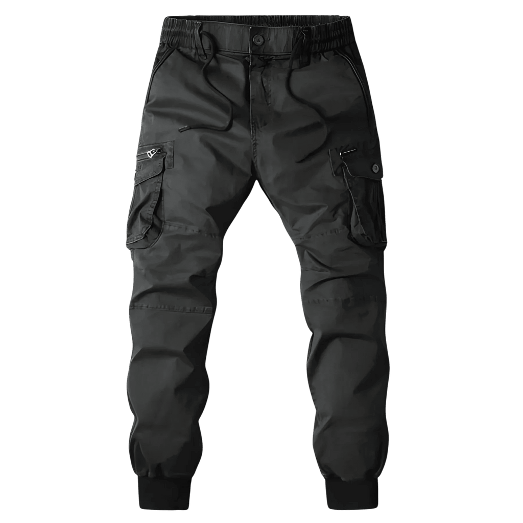 Spodnie Cargo Męskie Kieszenie Na Zamek Pas Elastyczny - Arkadya Outlet - Men Pants