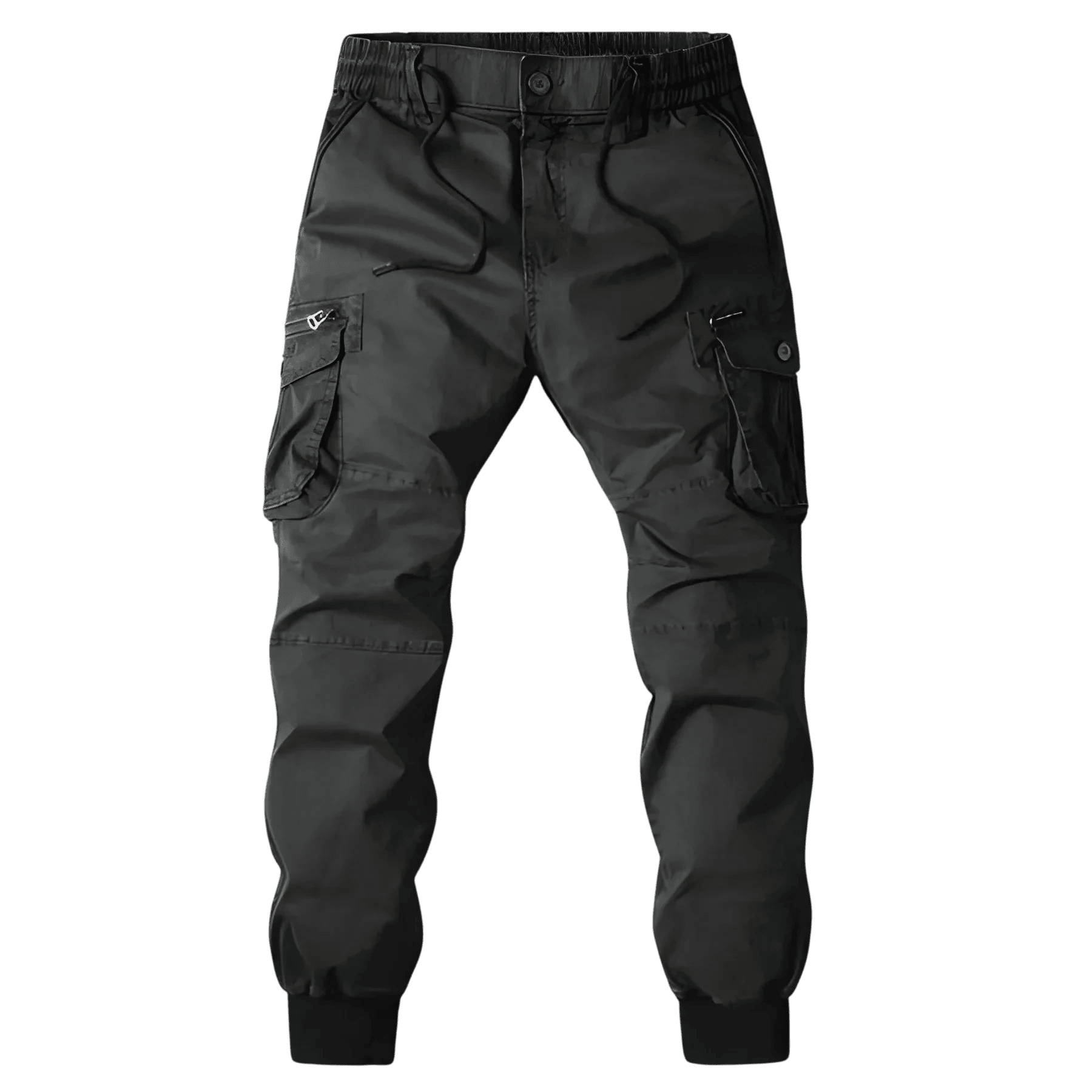 Spodnie Cargo Męskie Kieszenie Na Zamek Pas Elastyczny - Arkadya Outlet - Men Pants
