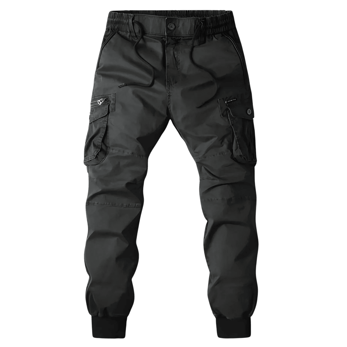 Spodnie Cargo Męskie Kieszenie Na Zamek Pas Elastyczny - Arkadya Outlet - Men Pants