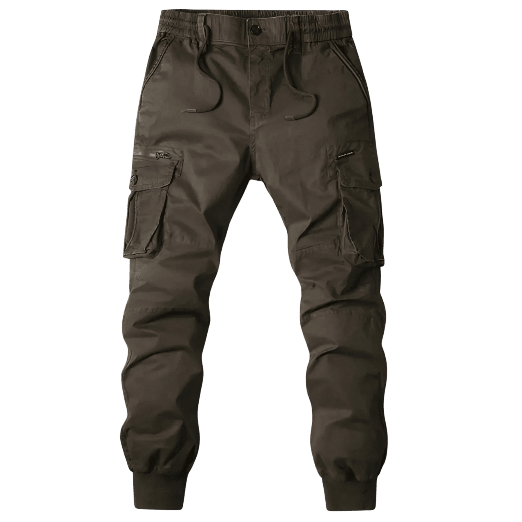 Spodnie Cargo Męskie Kieszenie Na Zamek Pas Elastyczny - Arkadya Outlet - Men Pants