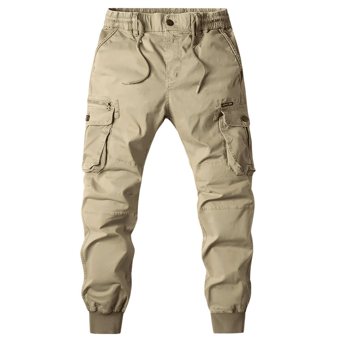 Spodnie Cargo Męskie Kieszenie Na Zamek Pas Elastyczny - Arkadya Outlet - Men Pants