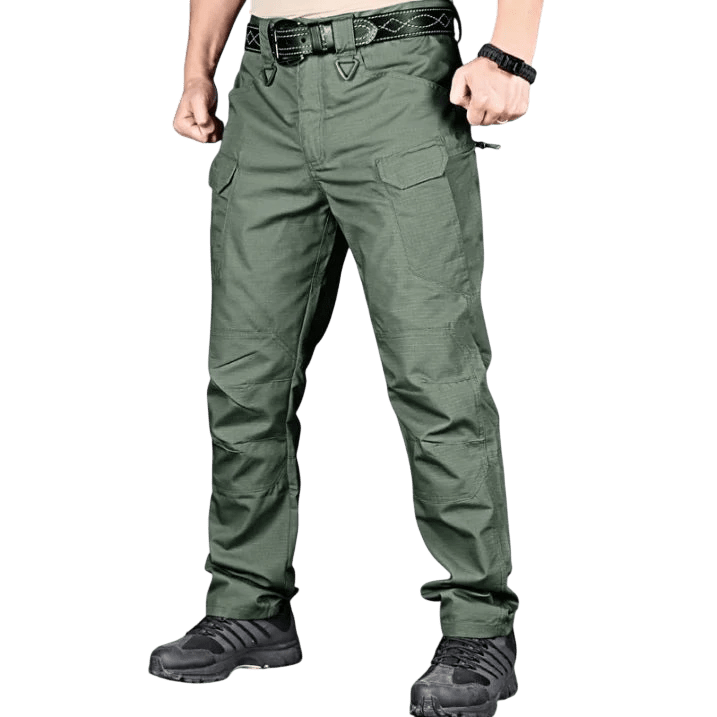 Spodnie cargo męskie krój slim z wieloma kieszeniami użytkowymi - Arkadya Outlet - Men Pants