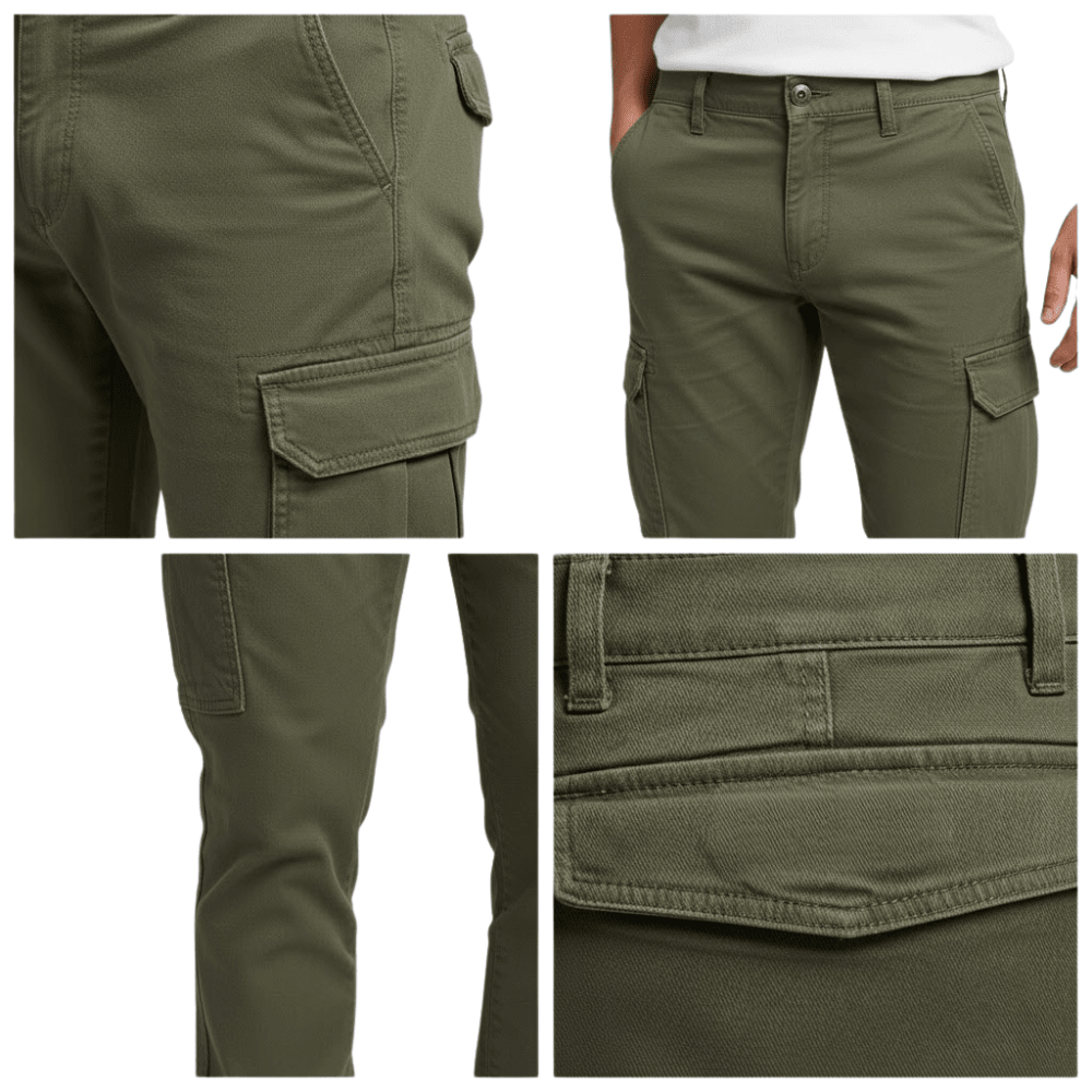 Spodnie cargo męskie luźny krój z kieszeniami na dzień codzienny - Arkadya Outlet - Men Pants