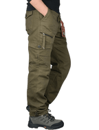 Spodnie cargo męskie prosta nogawka z kieszeniami i zamkiem - Arkadya Outlet - Men Pants