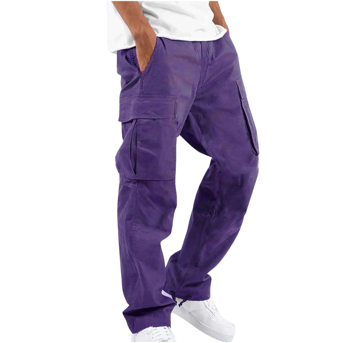 Spodnie cargo męskie prosta nogawka z wieloma kieszeniami - Arkadya Outlet - Men Pants