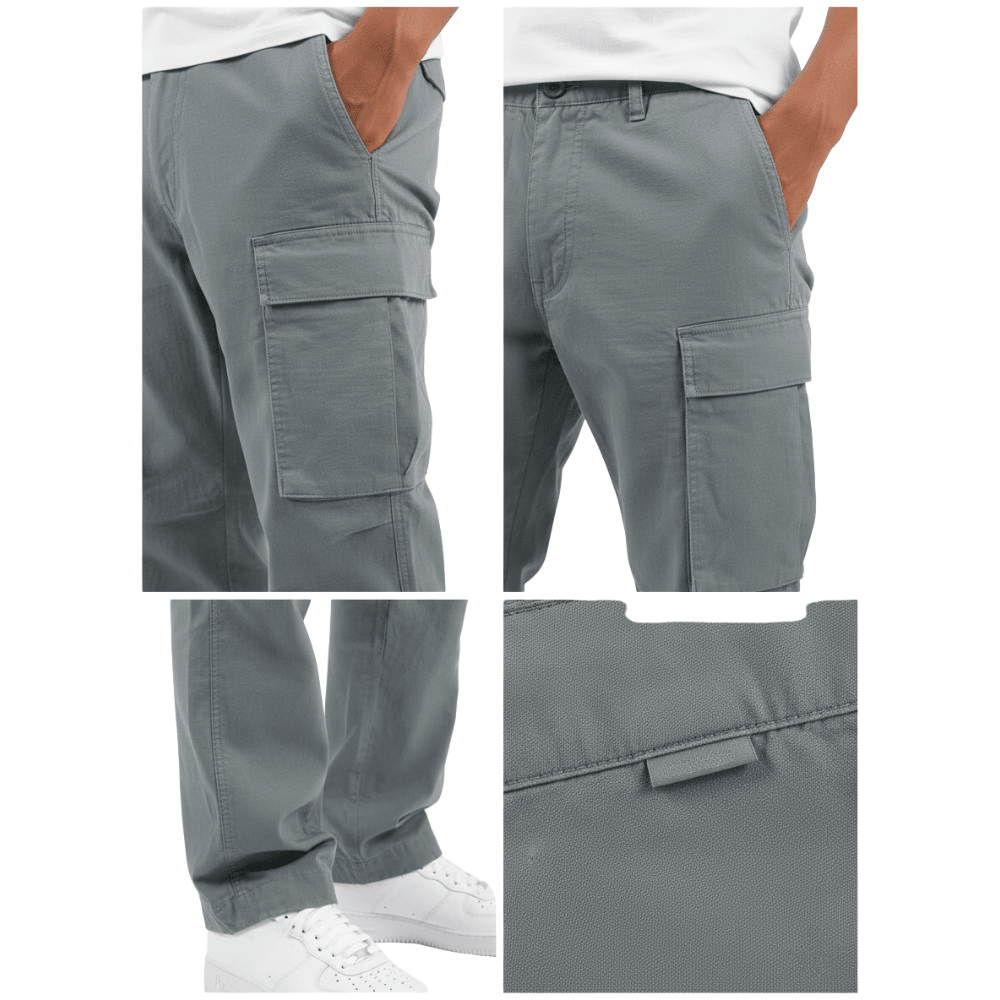 Spodnie cargo męskie prosta nogawka z wieloma kieszeniami - Arkadya Outlet - Men Pants